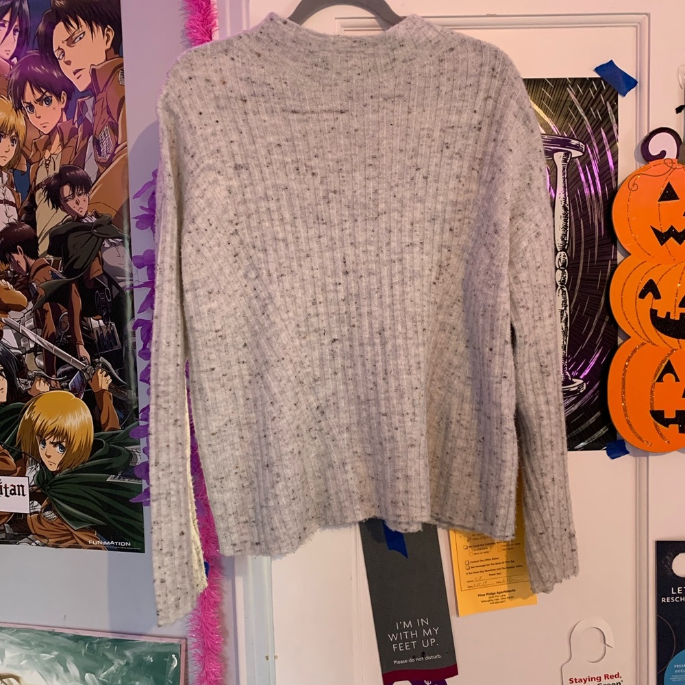 soft grey speckled sweater